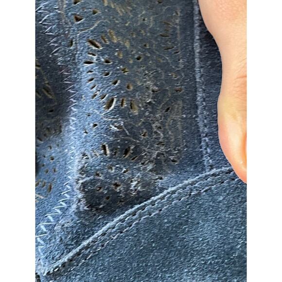 UGG Women's Blue Suede Ankle Boots Sheepskin Lining Size 6 - Picture 7 of 8